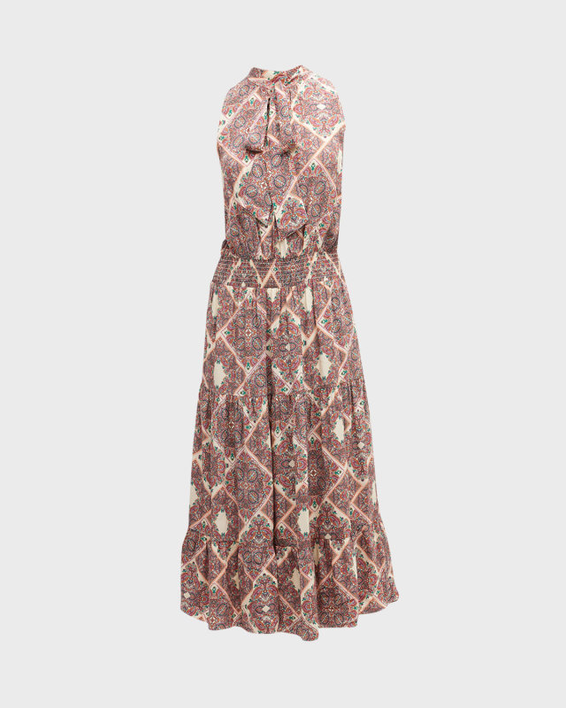 Jillian Printed Halter Midi Dress